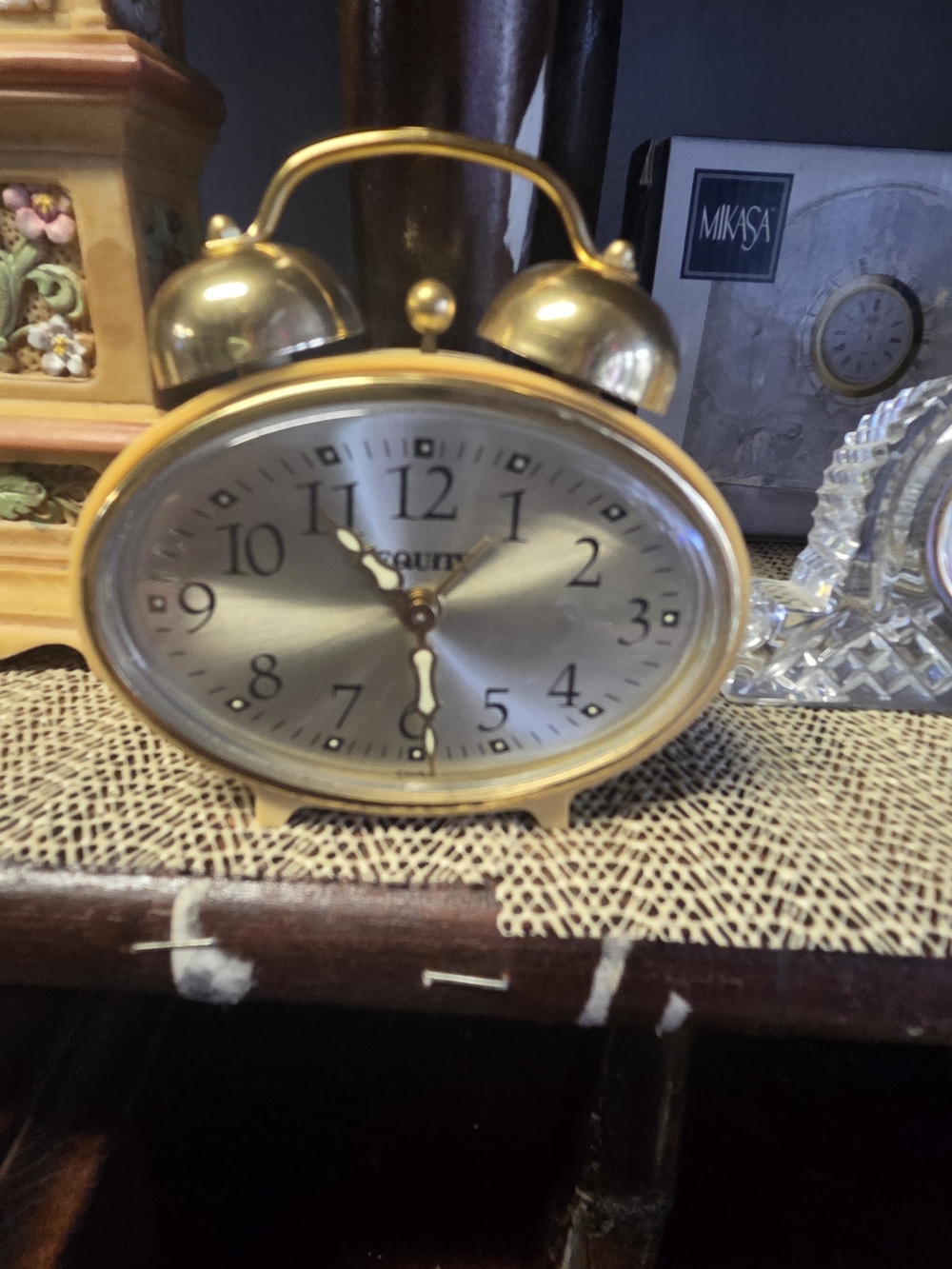Vintage Equity Gold Oval Alarm Clock -mechanical Wind Up